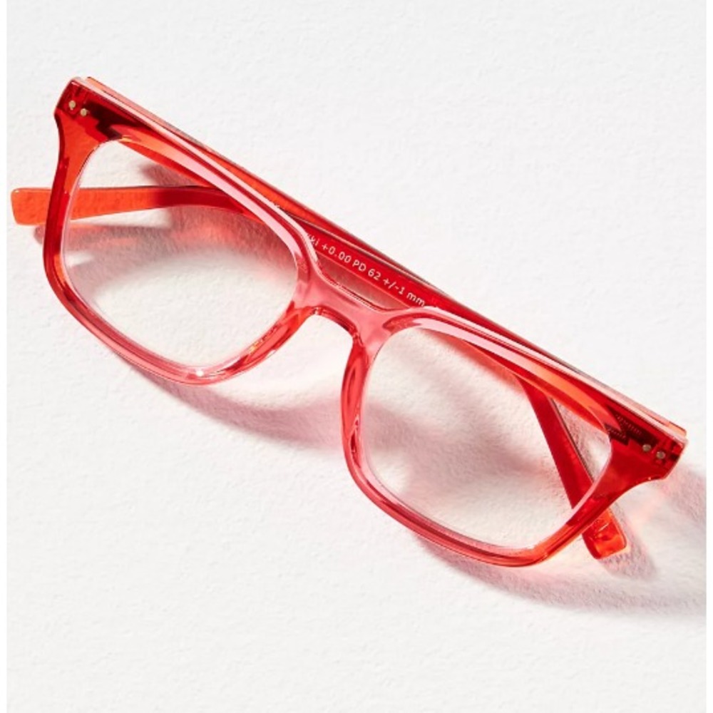 New Anthropologie Peepers Red Tiki Blue Light Filtering Reading Glasses +1.50